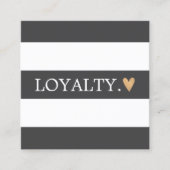 グレーモダンホワイトストライプ金ゴールドフェイクハート美しい ロイヤリティカード (正面)