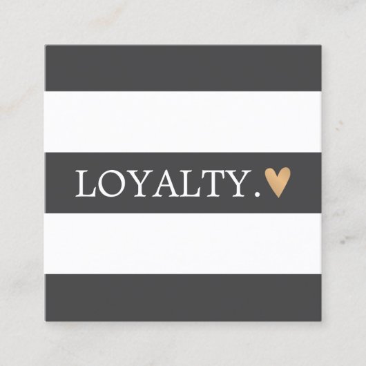グレーモダンホワイトストライプ金ゴールドフェイクハート美しい ロイヤリティカード (正面)