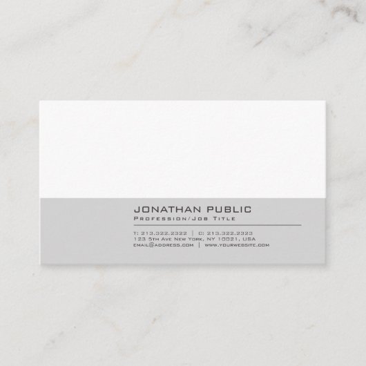 グレーモダンホワイトプロフェッショナルプエレガントラン 名刺 (正面)