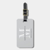 グレーモダンホワイトモノグラム ラゲッジタグ (正面縦)