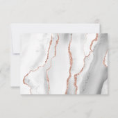 グレーモダンホワイトローズ金ゴールドアゲート結婚ト 出欠カード (裏面)