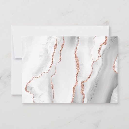 グレーモダンホワイトローズ金ゴールドアゲート結婚ト 出欠カード (裏面)