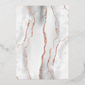 グレーモダンホワイトローズ金ゴールドアゲート結婚ト 箔招待状 (裏面)