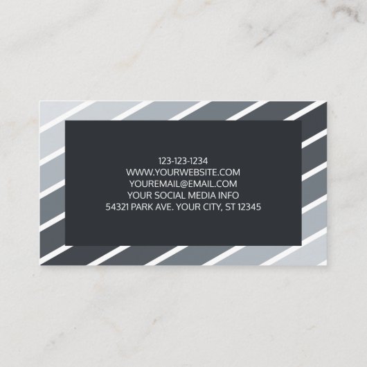 グレーモダンホワイト対角ストライプ名刺 名刺 (裏面)