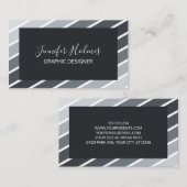 グレーモダンホワイト対角ストライプ名刺 名刺 (正面/裏面)