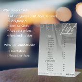 グレーモダンホワイト美容師価格表/メニュー 台座サイン