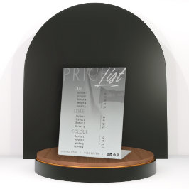 グレーモダンホワイト美容師価格表/メニュー 台座サイン