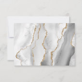 グレーモダンホワイト金ゴールドアガートダーク結婚ズ 出欠カード (裏面)