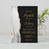 グレーモダンホワイト金ゴールドアガートダーク結婚ズ 箔招待状 (立ち正面)