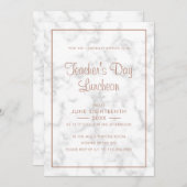 グレーモダンマーブルバラ金ゴールド先生の日 招待状 (正面/裏面)