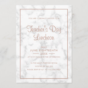 グレーモダンマーブルバラ金ゴールド先生の日 招待状