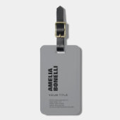 グレーモダンミニマはっきりしたリストのプロフェッショナル名 ラゲッジタグ (正面縦)