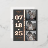 グレーモダンミニマはっきりしたリスト日付3 箔シーズンポストカード (正面/裏面)