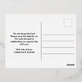 グレーモダンミニマはっきりしたリスト日付3 箔シーズンポストカード (裏面)