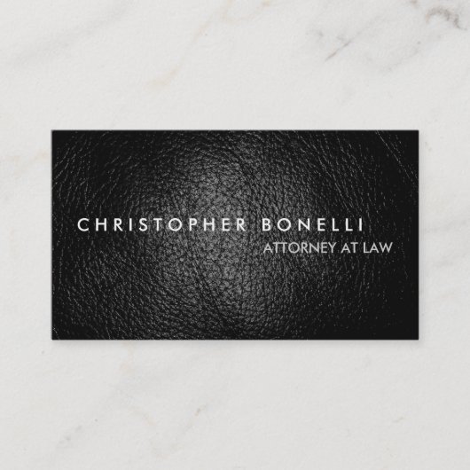 グレーモダンミニマリスト革プレーン名刺 名刺 (正面)