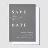 グレーモダンミニマルエレガントリストの日付の保存 ベラム紙招待状 (オフセット)