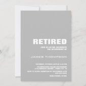 グレーモダンミニマル定年パーティー 招待状 (正面)
