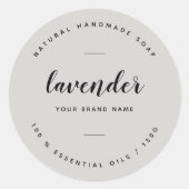 グレーモダンミニマル石鹸ラベル ラウンドシール (正面)