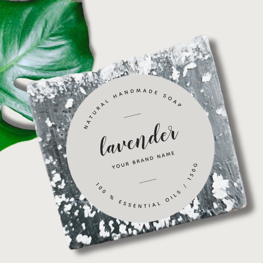 グレーモダンミニマル石鹸ラベル ラウンドシール