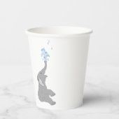 グレーモダンミニマル象シャワー誕生日カップ 紙コップ (正面)