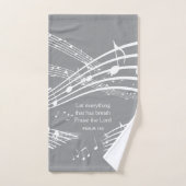 グレーモダンミュージックノートモノグラム バスタオルセット (ハンドタオル)