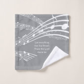 グレーモダンミュージックノートモノグラム バスタオルセット (ウォッシュタオル)