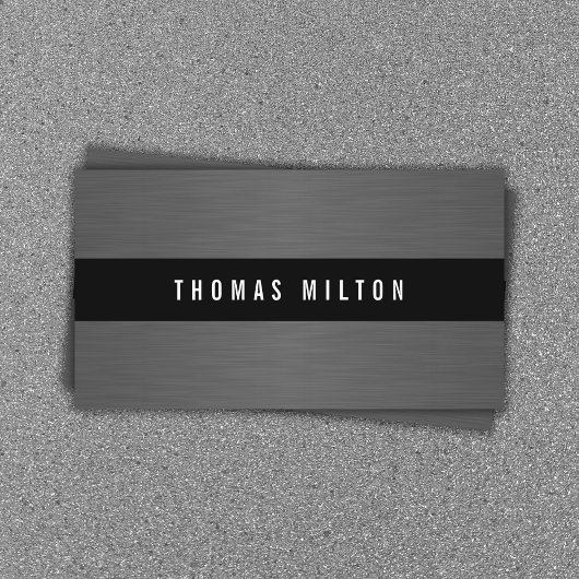 グレーモダンメフェイクタル黒のコンサルタストライプント 名刺