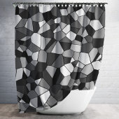 グレーモダンモザイク模様 シャワーカーテン