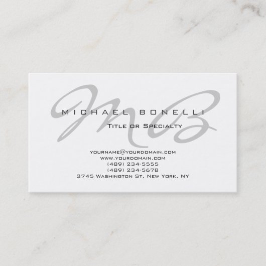 グレーモダンモノグラムホワイト名刺 名刺 (正面)