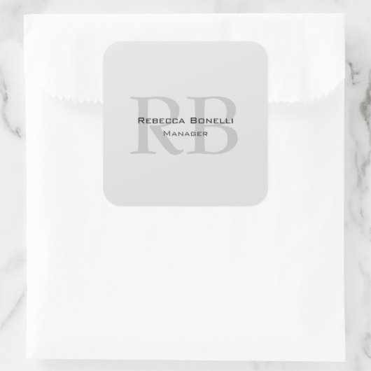 グレーモダンモノグラムマネージャ名の追加イニシャル スクエアシール (バッグ)