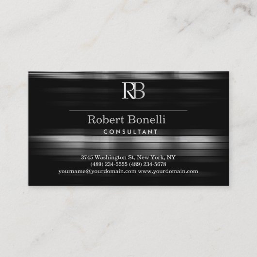 グレーモダンモノグラム名刺 名刺 (正面)