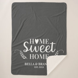 グレーモダンモノグラム名毛布 シェルパブランケット