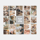 グレーモダンモノグラム22フォトコラージュ フリースブランケット (正面(横))