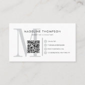 グレーモダンモノグラムQRコード 名刺 (裏面)