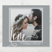 グレーモダンラブスクリプトの写真 スパークリングワインラベル (シングルラベル)