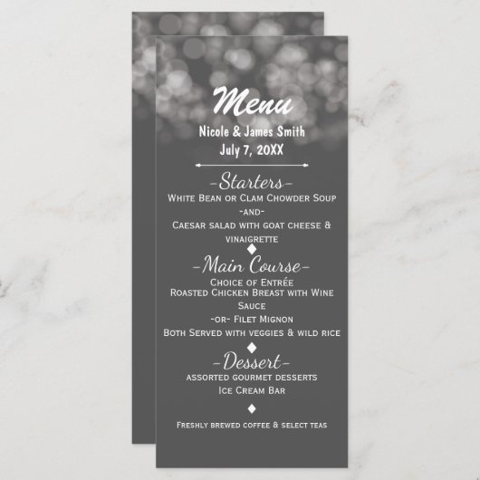 グレーモダンラミニマルイトエレガントGlamパーティーメニュー メニュー (正面/裏面)
