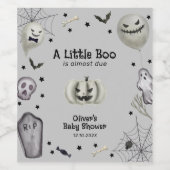 グレーモダンリトルブー幽霊ボーイベビーシャワー ワインラベル (シングルラベル)