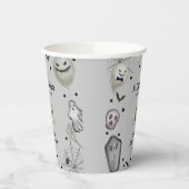 グレーモダンリトルブー幽霊ボーイベビーシャワー 紙コップ (左)