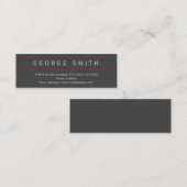 グレーモダンレッドシンプルビジネスカード スキニー名刺 (正面/裏面)