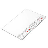 グレーモダンレッドフローラモノグラム ノートパッド (アングル)