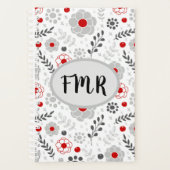 グレーモダンレッドフローラモノグラム プランナー手帳 (正面)