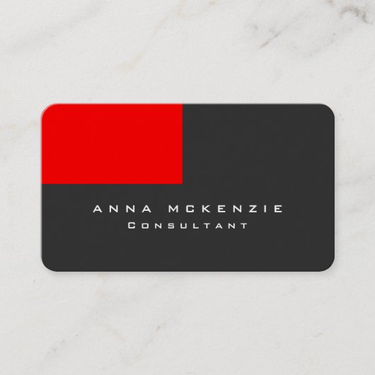 グレーモダンレッドミニマリストプレーントレンディークリエイティブ 名刺 (正面)