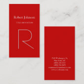 グレーモダンレッドモノグラム名刺 名刺 (正面/裏面)