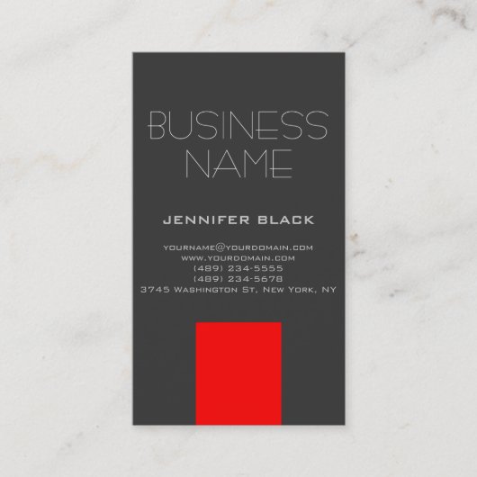 グレーモダンレッド・コンサルタント・ビジネス・カード 名刺 (正面)