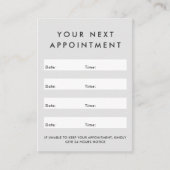 グレーモダンロカスタムゴ垂直アポイントメントカード 予約カード (正面)