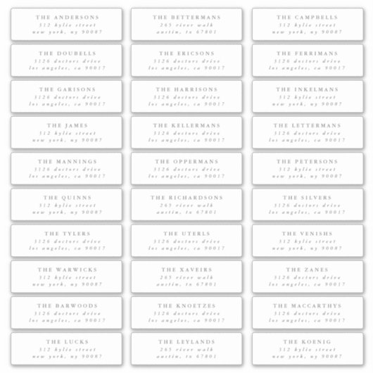 グレーモダン個人結婚住所 シール (正面)