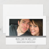 グレーモダン写真の保存招待状 セーブザデート (正面/裏面)