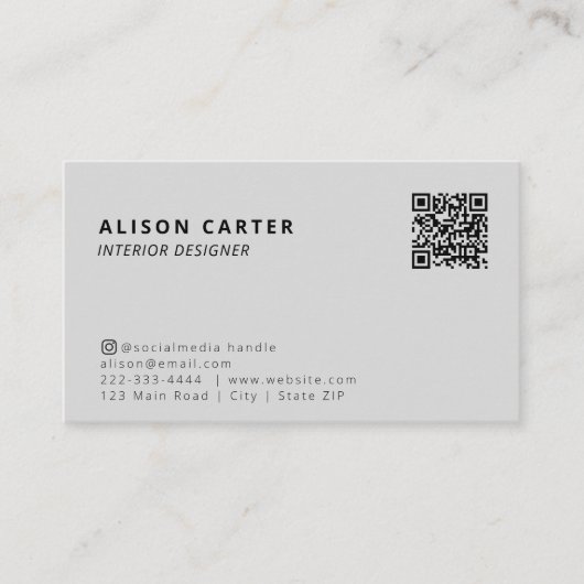 グレーモダン名刺 | QRおよびロゴ |スタンドアウト 名刺 (正面)