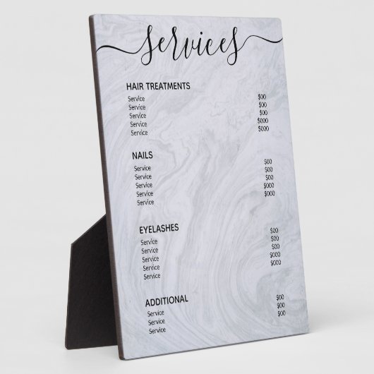 グレーモダン大理石サロン価格表サービスメニュー フォトプラーク (側面)