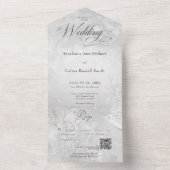 グレーモダン大理石ミニマルQRコード オールインワン招待状 (内側)